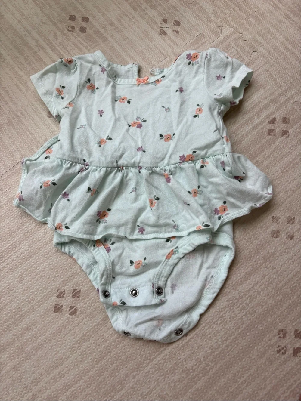 Carter's Mint Floral Ruffle Bodysuit